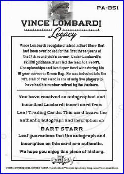 2011 Leaf Bart Starr Auto Vince Lombardi Legacy Players (Deceased) NM-MT L@@K