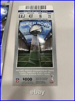 2011 Super Bowl XLV Full Ticket, Lanyard Green Bay Packers vs Steelers