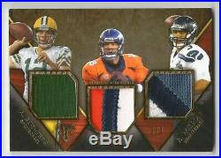 2015 Topps Russell Wilson Peyton Manning Aaron Rodgers 3x Patch Jersey Onyx #1/1
