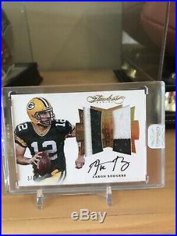 2016 Flawless Aaron Rodgers Dual 2 Color Game Used Patch Auto /5 Packers Dirty