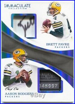 2017 Immaculate Brett Favre Aaron Rodgers Dual Prime Platinum 2x Tag Patch #1/1