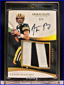 2017 Panini Immaculate Aaron Rodgers Auto/Jersey Patch Card #3/3 Packers Nice