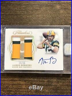 2018 Flawless Aaron Rodgers Dual Three Color Patch Auto #d /15 Packers