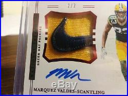 2018 National Treasures MARQUEZ VALDES-SCANTLING AUTO Nike Swoosh PATCH #2/2 GB