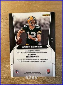 2018 Panini National VIP Gold Pack Arron Rodgers Auto Gold 2/5 Packers