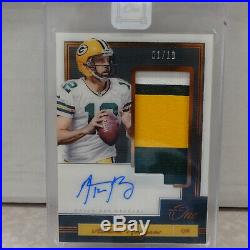 2018 Panini One Aaron Rodgers Packers 3CLR Patch ON CARD Auto ACETATE #01/10