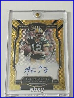 2018 Panini Select Gold Prizm Aaron Rodgers AUTO /3 Packers Send Offers