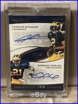 2019 Immaculate Ink Desmond Howard Charles Woodson Dual Auto 24/25 SP MICHIGAN