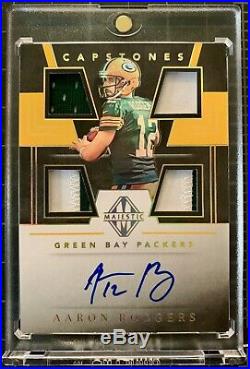 2019 Panini Majestic Capstones Aaron Rodgers 4 Patch On Card Auto 1/5 Green Bay