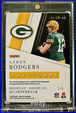2019 Panini Majestic Capstones Aaron Rodgers 4 Patch On Card Auto 1/5 Green Bay