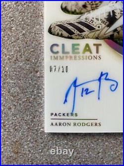 2020 MVP Aaron Rodgers ON-CARD AUTO! 07/10 Cleat Impressions (Panini Immaculate)