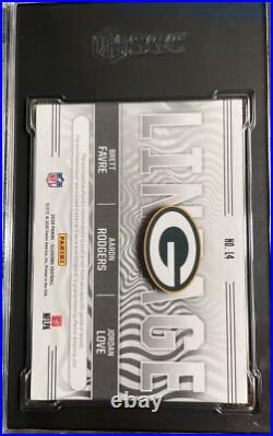 2020 Panini Illusions Lineage Triple Jerseys Favre/Rodgers/Love (Rookie) 9 SGC