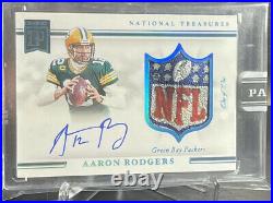 2020 Panini National Treasures BC Aaron Rodgers Player Shield Patch Auto 1/1 MVP