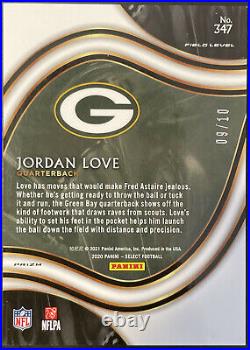 2020 Panini Select Jordan Love Field Level Gold Prizm Rookie RC 9/10 #347