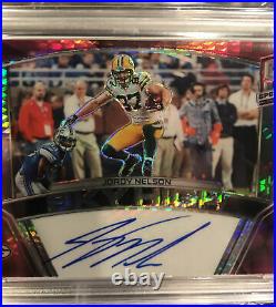 2020 Panini Spectra Jordy Nelson Neon Pink Auto /5 Green Bay Packers PSA 9