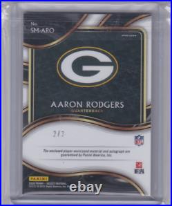 2020 Select AARON RODGERS #2/2 Three-Color Patch Auto Green Bay Packers Legend
