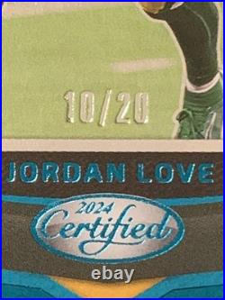2024 Certified JORDAN LOVE Teal SSP #10/20 JERSEY MATCH Green Bay Packers MVP