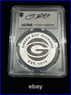 2025 PCGS GEM PL 1oz Silver Green Bay Packers Leroy Butler Autographed
