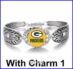 3 In 1 Gift Set Green Bay Packers Women's Sterling Silver Bracelet w Gift Pg D3M