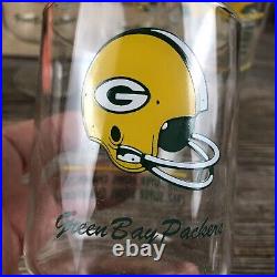 5 1960's 67 Green Bay Packers NFL Football Glasses with Box