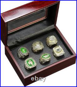 6 Championship Green Bay Packers Football Ring Set Display size 11