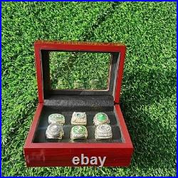 6 Championship Green Bay Packers Football Ring Set Display size 11