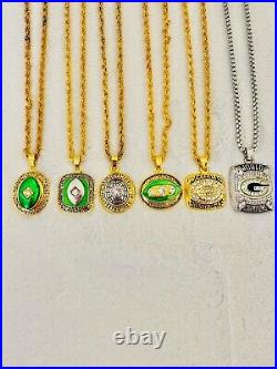 6 PCS Green Bay Packers Aaron Rodgers Championship Pendant Necklace, US SHIP