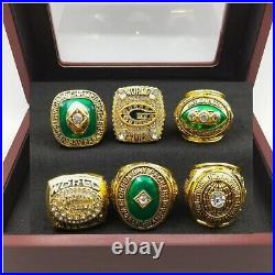 6pc GREEN BAY PACKERS Championship Ring Set & Box 1961 1965 1966 1967 1996 2010