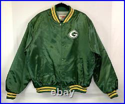 80s Green Bay Packers Green Satin Bomber Jacket Sz XL Made in USA Locker Line