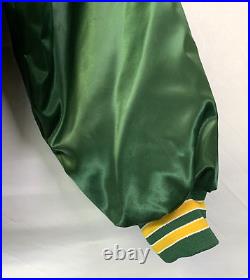 80s Green Bay Packers Green Satin Bomber Jacket Sz XL Made in USA Locker Line