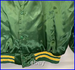 80s Green Bay Packers Green Satin Bomber Jacket Sz XL Made in USA Locker Line