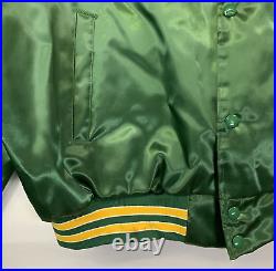 80s Green Bay Packers Green Satin Bomber Jacket Sz XL Made in USA Locker Line