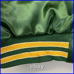 80s Green Bay Packers Green Satin Bomber Jacket Sz XL Made in USA Locker Line