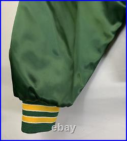 80s Green Bay Packers Green Satin Bomber Jacket Sz XL Made in USA Locker Line