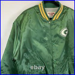 80s Green Bay Packers Green Satin Bomber Jacket Sz XL Made in USA Locker Line