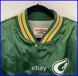 80s Green Bay Packers Green Satin Bomber Jacket Sz XL Made in USA Locker Line