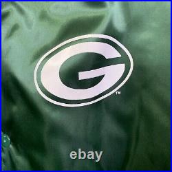 80s Green Bay Packers Green Satin Bomber Jacket Sz XL Made in USA Locker Line