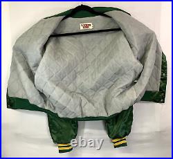 80s Green Bay Packers Green Satin Bomber Jacket Sz XL Made in USA Locker Line