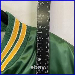 80s Green Bay Packers Green Satin Bomber Jacket Sz XL Made in USA Locker Line