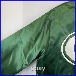 80s Green Bay Packers Green Satin Bomber Jacket Sz XL Made in USA Locker Line