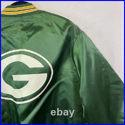 80s Green Bay Packers Green Satin Bomber Jacket Sz XL Made in USA Locker Line