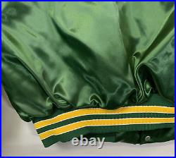 80s Green Bay Packers Green Satin Bomber Jacket Sz XL Made in USA Locker Line