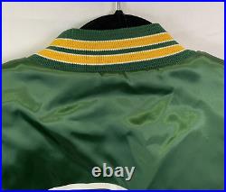 80s Green Bay Packers Green Satin Bomber Jacket Sz XL Made in USA Locker Line