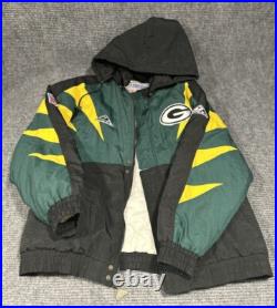 90s Greenbay Packers Jacket NFL Puffer Sz XL Apex One Zip Up Rare Streetwear