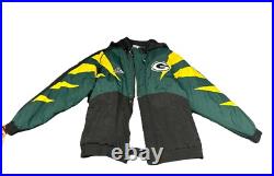 90s Greenbay Packers Jacket NFL Puffer Sz XL Apex One Zip Up Rare Streetwear