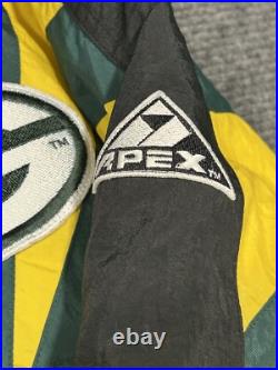 90s Greenbay Packers Jacket NFL Puffer Sz XL Apex One Zip Up Rare Streetwear
