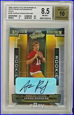 AARON RODGERS 2005 Playoff Absolute GOLD Rookie RC Auto Autograph /100 BGS 8.5
