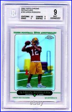 AARON RODGERS 2005 Topps Chrome REFRACTOR Rookie Card RC BGS 9 Mint Packers