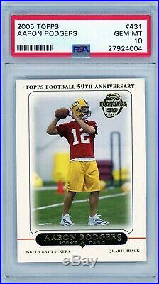 AARON RODGERS 2005 Topps Football Rookie Card RC #431 PSA 10 Gem Mint GB Packers