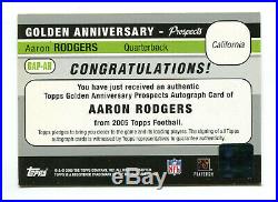 AARON RODGERS 2005 Topps Golden Anniversary Prospect Rookie RC Auto Autograph SP